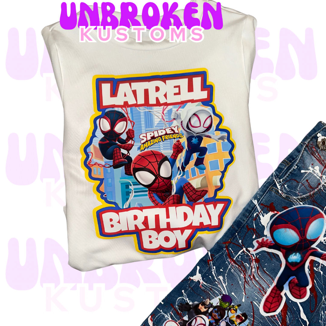 SpiderMan Birthday Set - Spidey and Friends Birthday Outfit - Spider Man Birthday an
