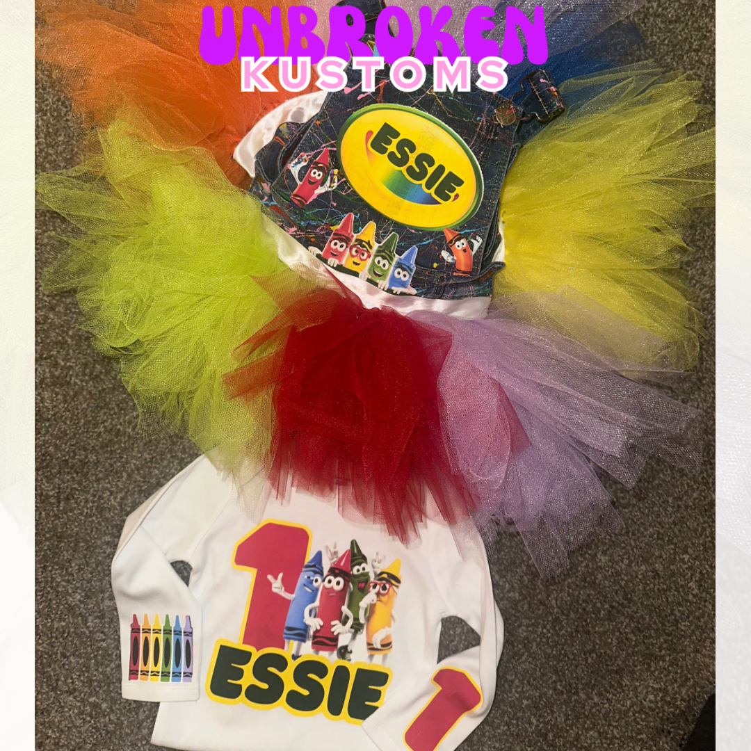 Crayola Inspired OverallTutu Birthday Set