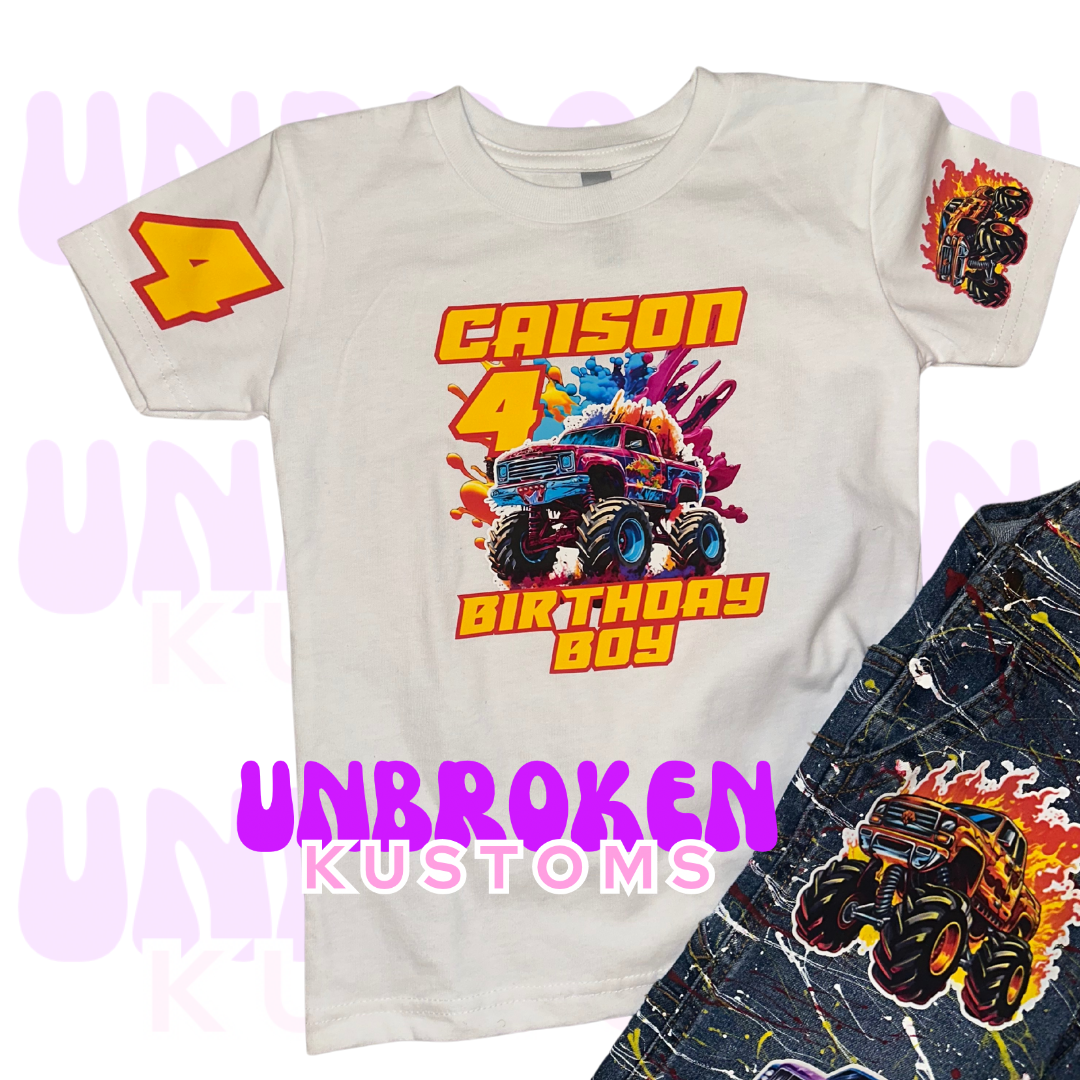 Monster Trucks Birthday Set - Monster Cars Birthday Outfit - Hot Wheels Birthday