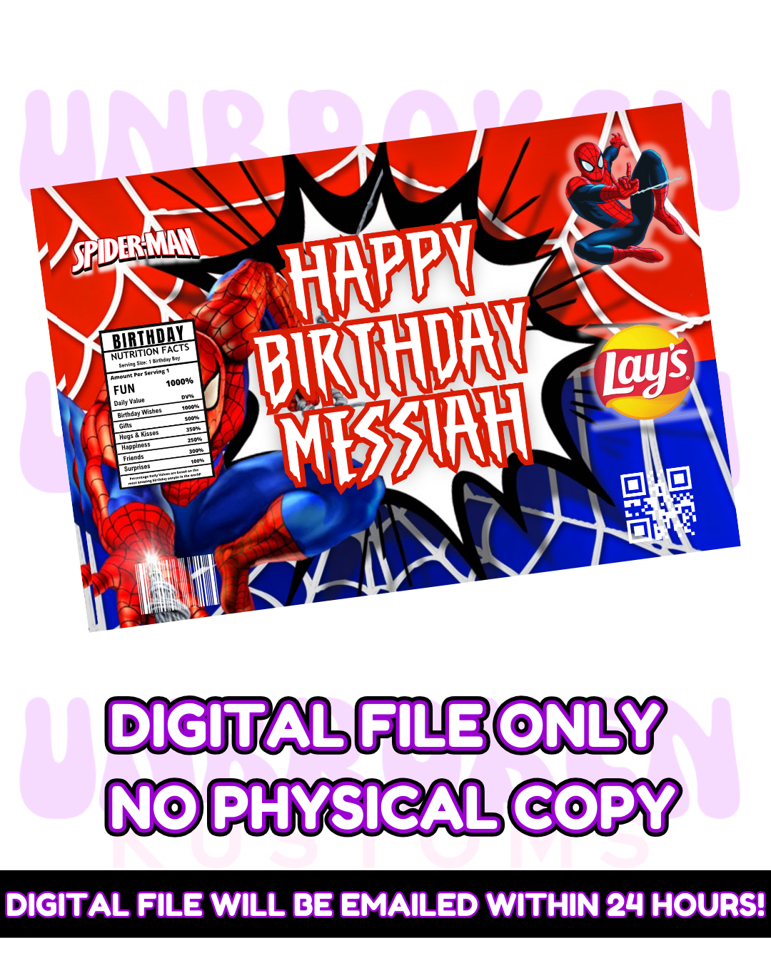 Spider Man Chip Bag Favor | DIGITAL FILE
