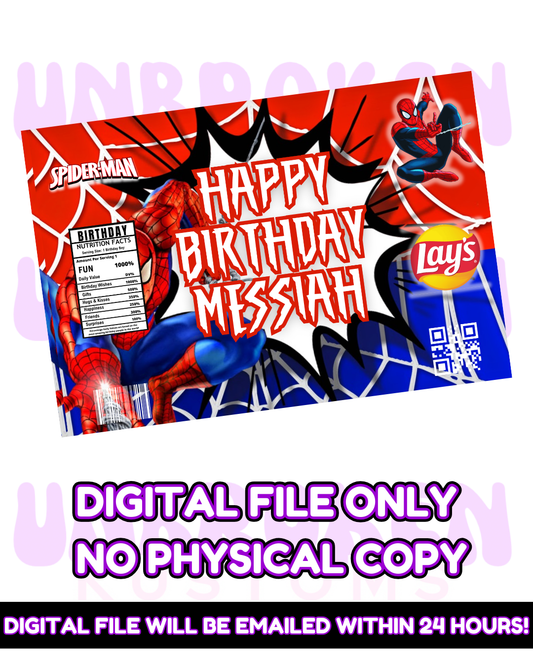 Spider Man Chip Bag Favor | DIGITAL FILE
