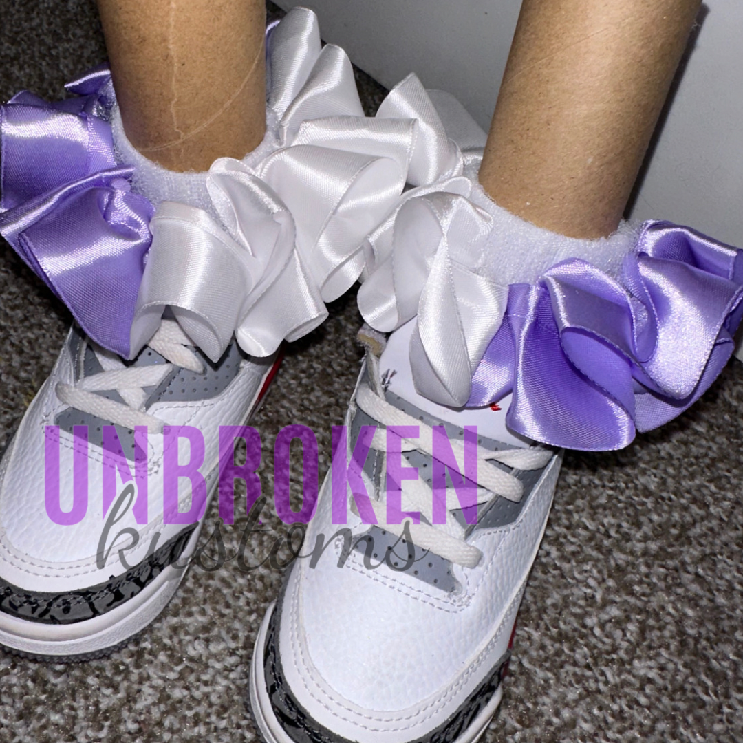 Lavender and White Kids Tutu Ruffle Socks