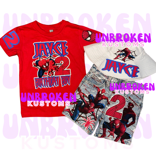 SpiderMan Birthday Set - Spider Man Birthday Outfit - Spider Man Birthday