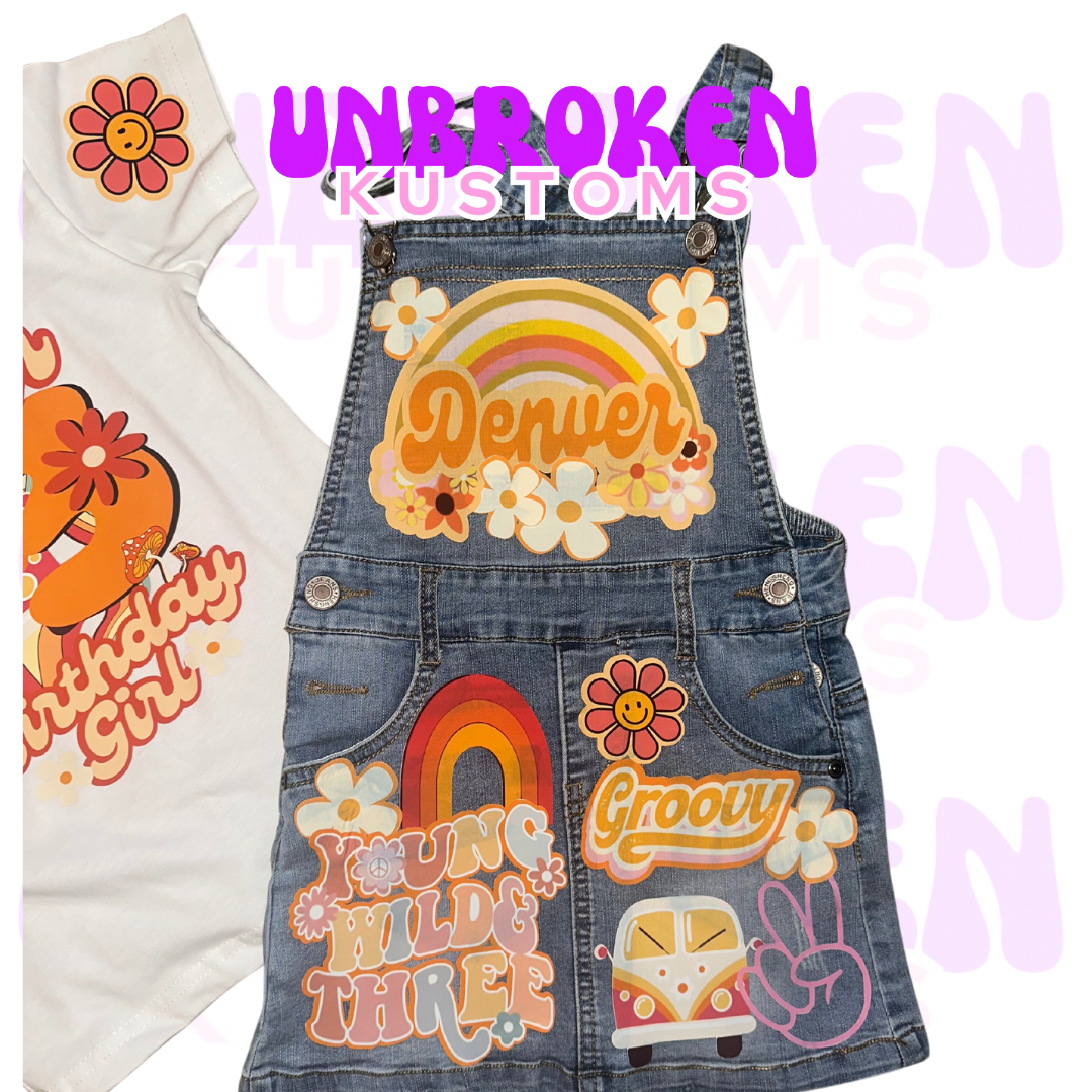 Three Is A Vibe Birthday Set - Groovy Birthday Outfit - Groovy 3rd Birthday