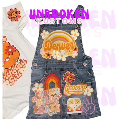 Three Is A Vibe Birthday Set - Groovy Birthday Outfit - Groovy 3rd Birthday