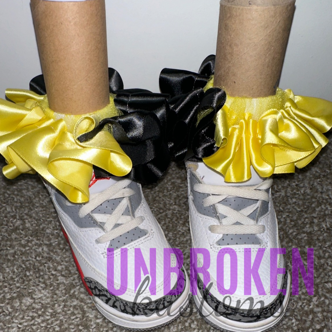 Black & Yellow Kids Tutu Ruffle Socks