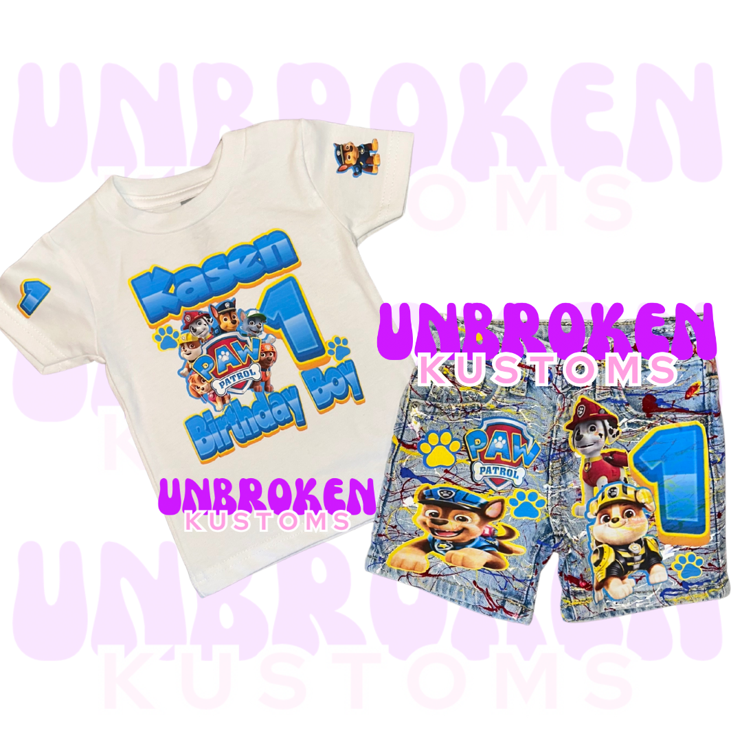 Paw Patrol Birthday Set - Paw Patrol Birthday Outfit - Paw Patrol Birthday