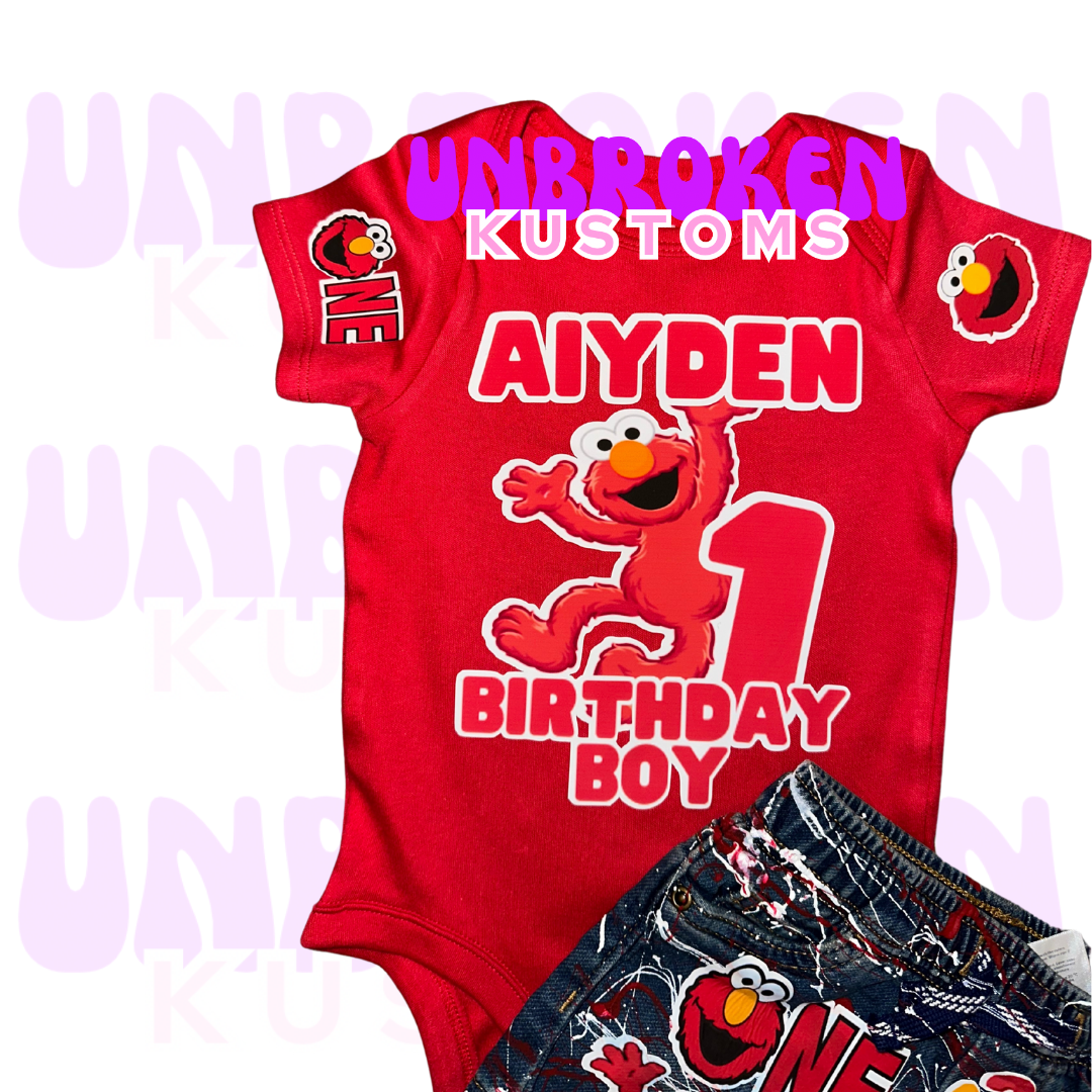 Elmo Birthday Set - Elmo Birthday Outfit - Elmo Birthday