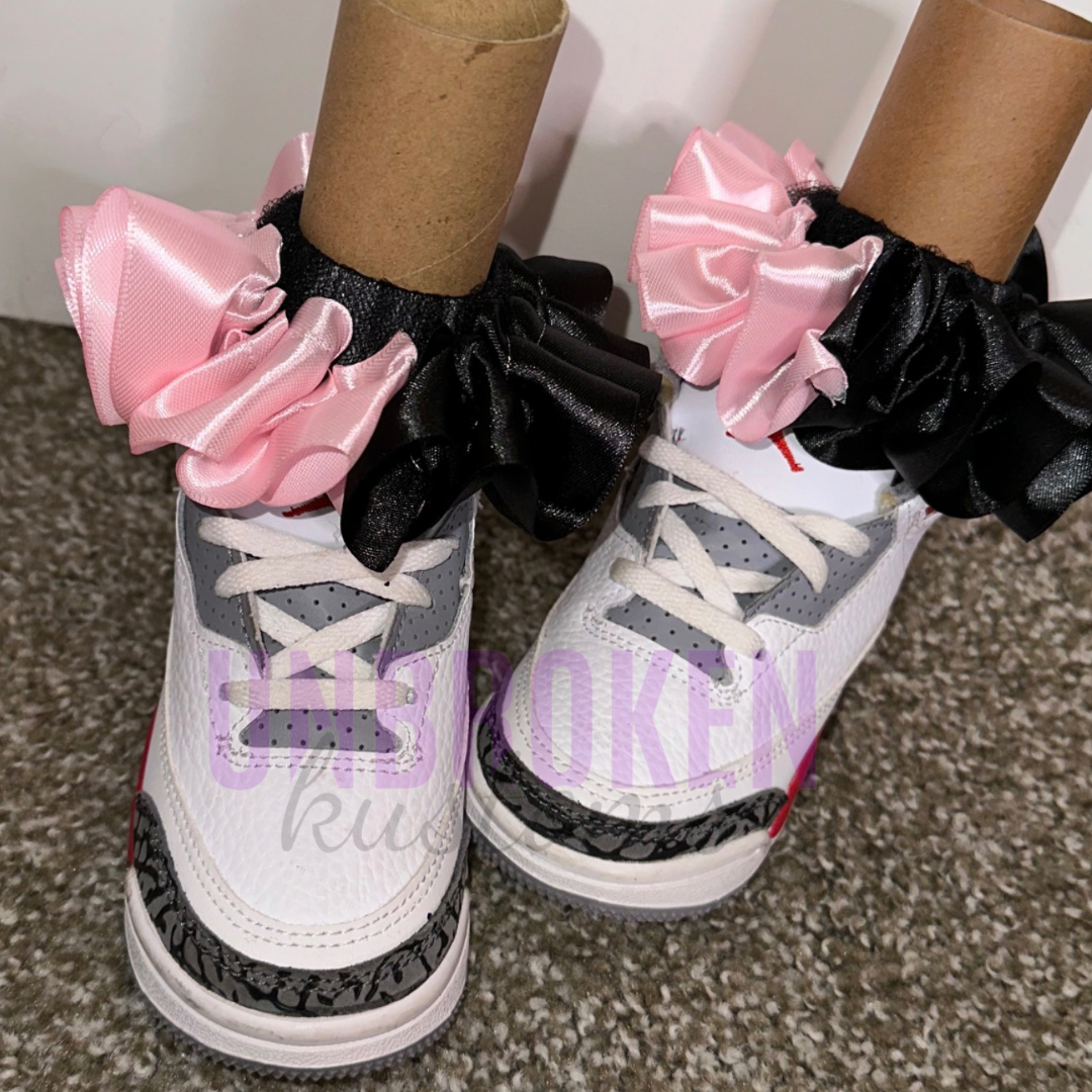 Pink & Black Kids Tutu Ruffle Socks