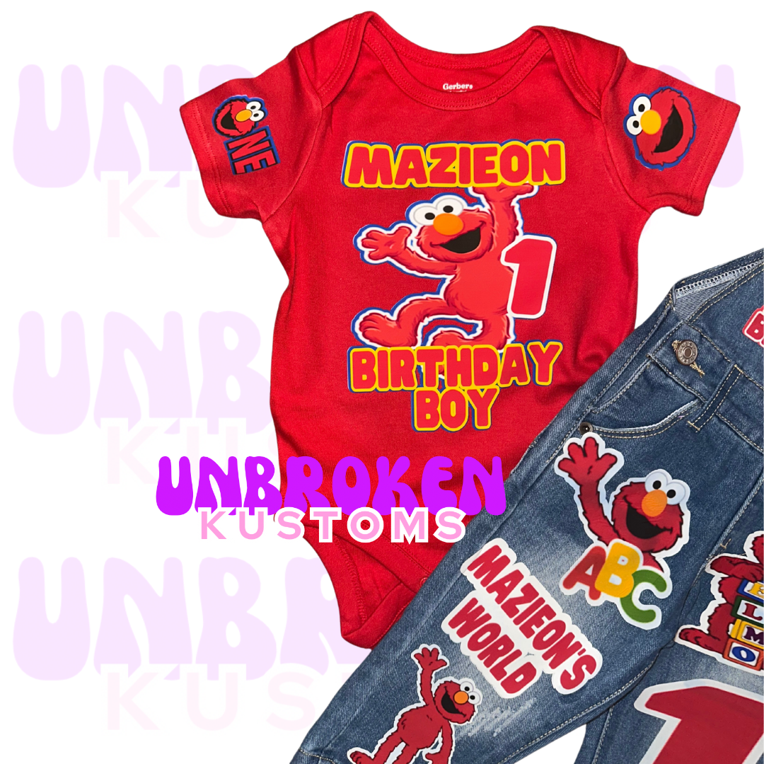 Elmo Birthday Set - Elmo Birthday Outfit - Elmo Birthday