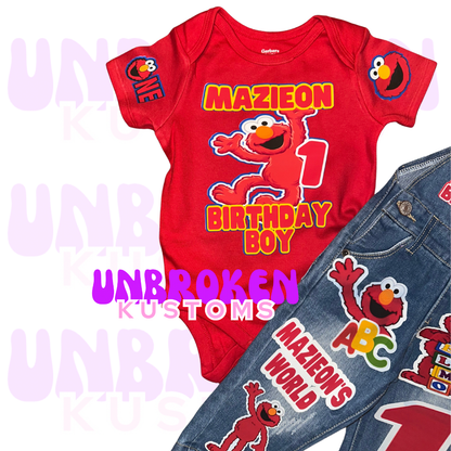 Elmo Birthday Set - Elmo Birthday Outfit - Elmo Birthday