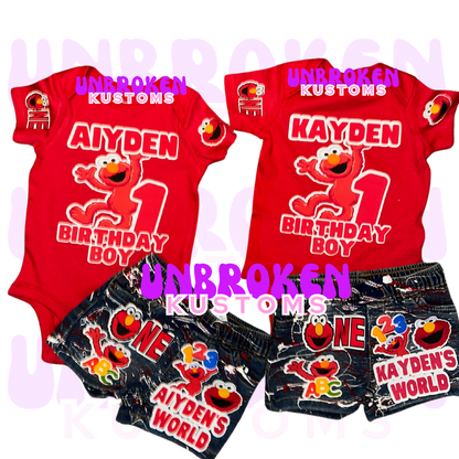 Elmo Birthday Set - Elmo Birthday Outfit - Elmo Birthday