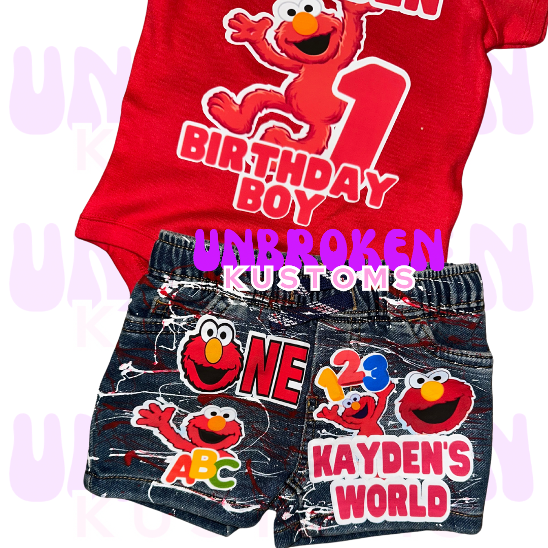 Elmo Birthday Set - Elmo Birthday Outfit - Elmo Birthday