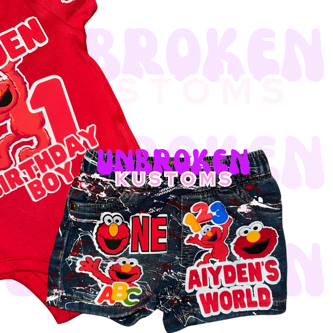 Elmo Birthday Set - Elmo Birthday Outfit - Elmo Birthday