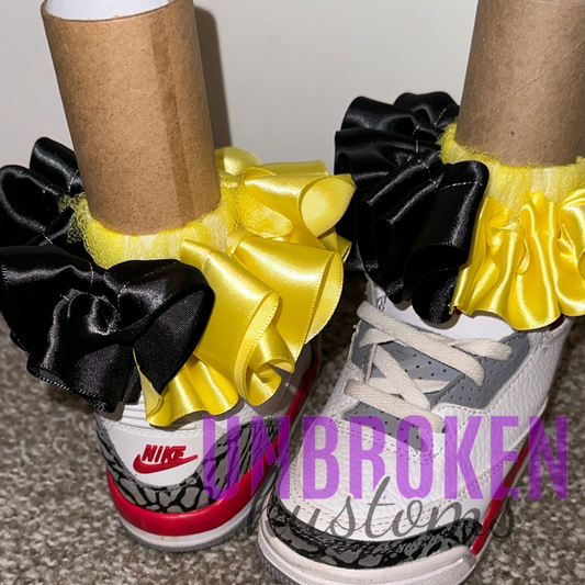 Black & Yellow Kids Tutu Ruffle Socks