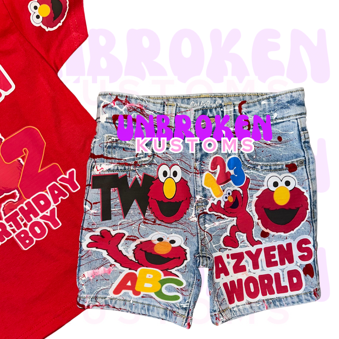Elmo Birthday Set - Elmo Birthday Outfit - Elmo Birthday