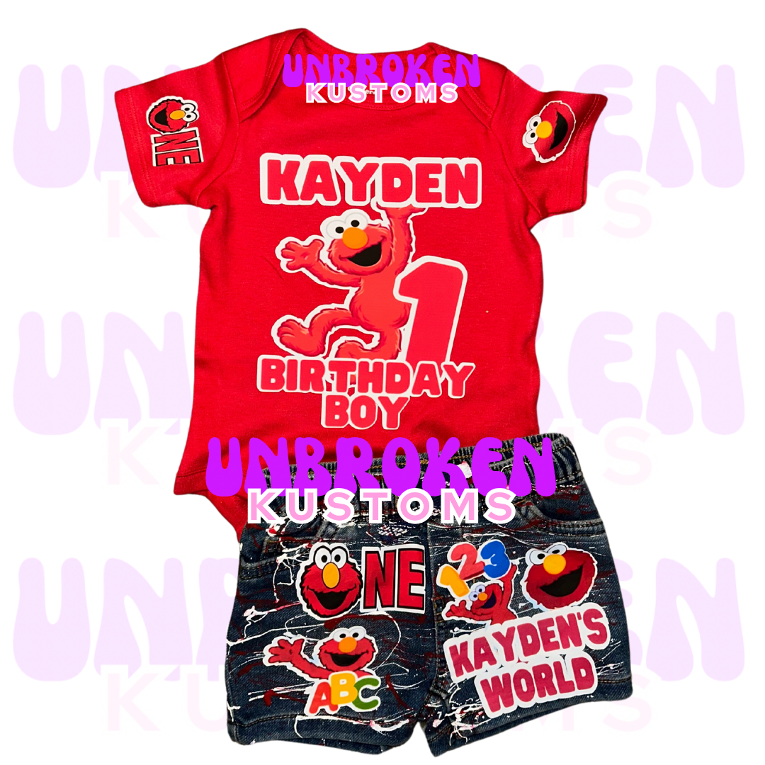 Elmo Birthday Set - Elmo Birthday Outfit - Elmo Birthday