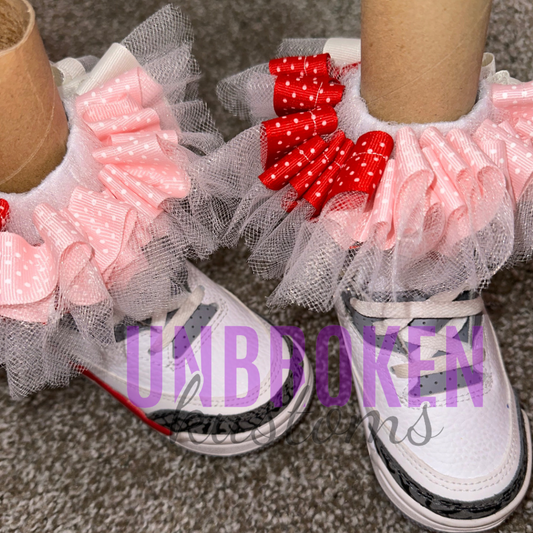 Pink, Red & White Kids Tutu Ruffle Socks