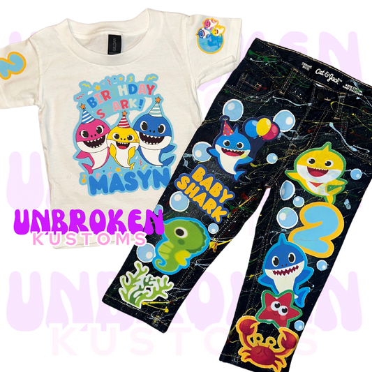 Baby Shark Birthday Set - Baby Shark Birthday Outfit - Baby Shark Birthday