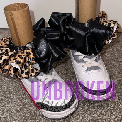 Cheetah Print and Black Kids Tutu Ruffle Socks