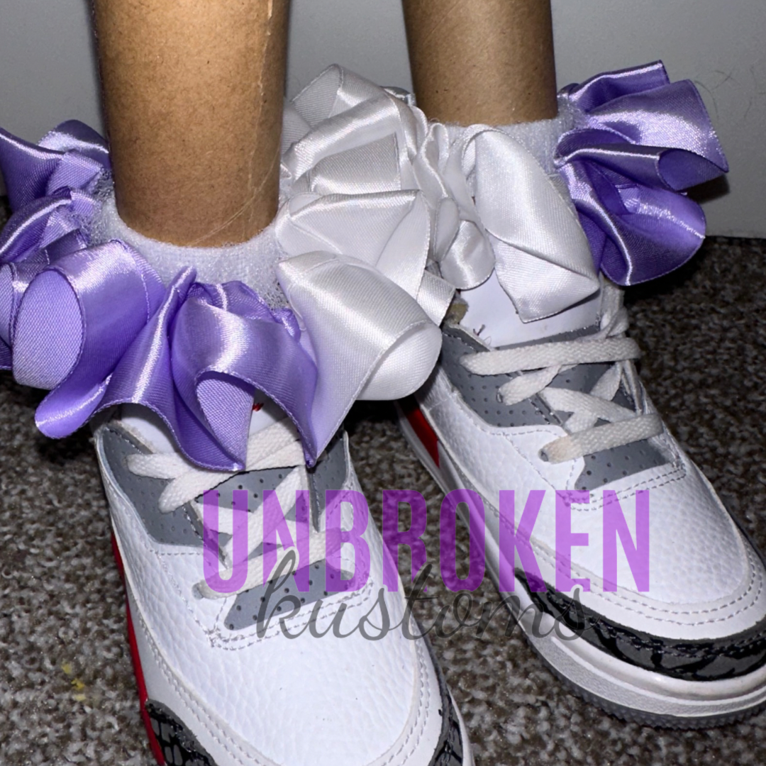 Lavender and White Kids Tutu Ruffle Socks