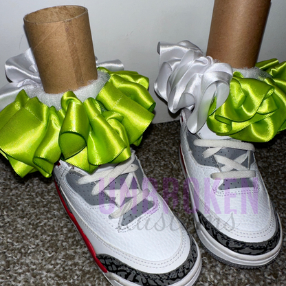 Apple Green & White Kids Tutu Ruffle Socks