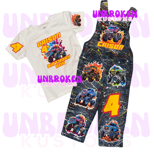 Monster Trucks Birthday Set - Monster Cars Birthday Outfit - Hot Wheels Birthday