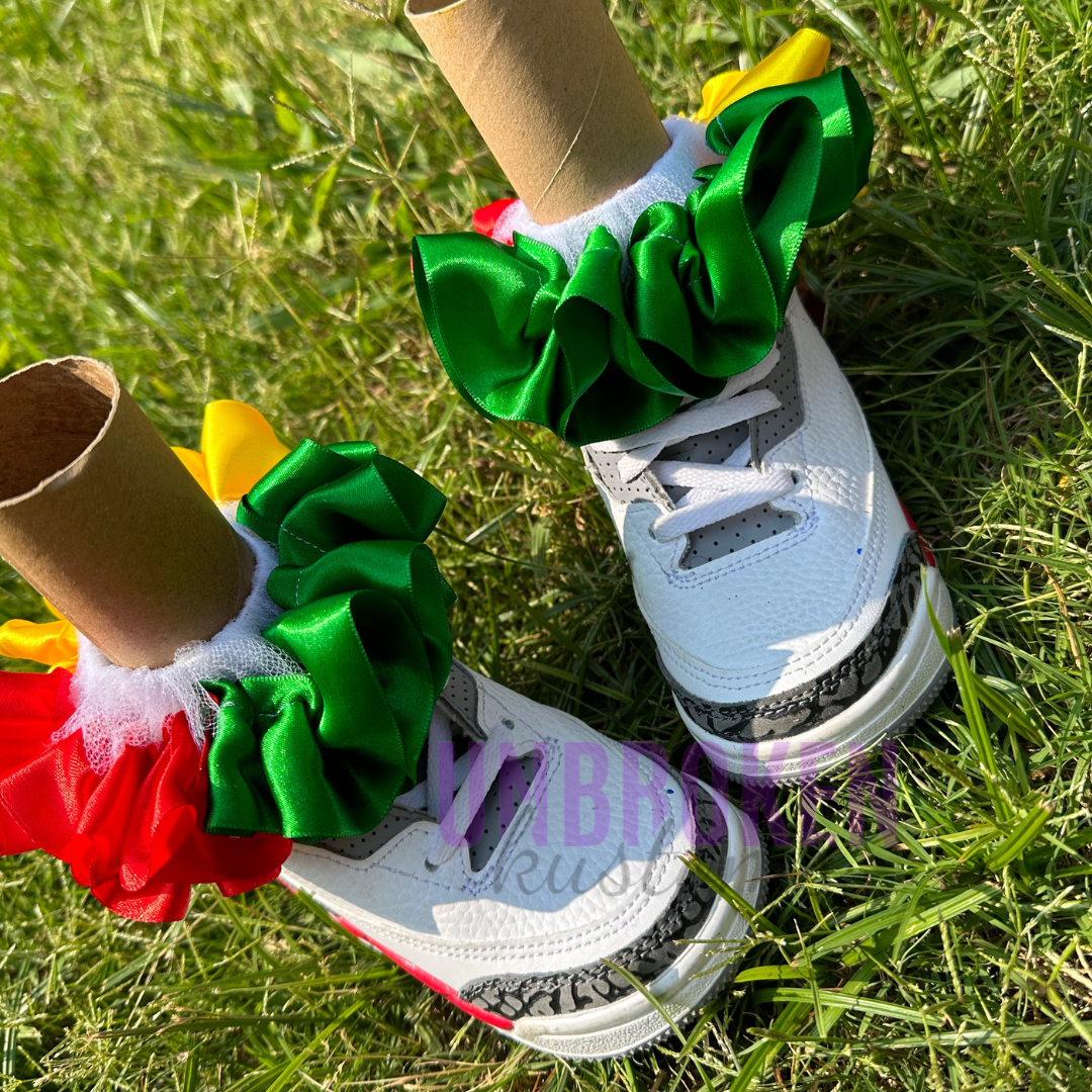 Red, Yellow and Green Kids Tutu Ruffle Socks