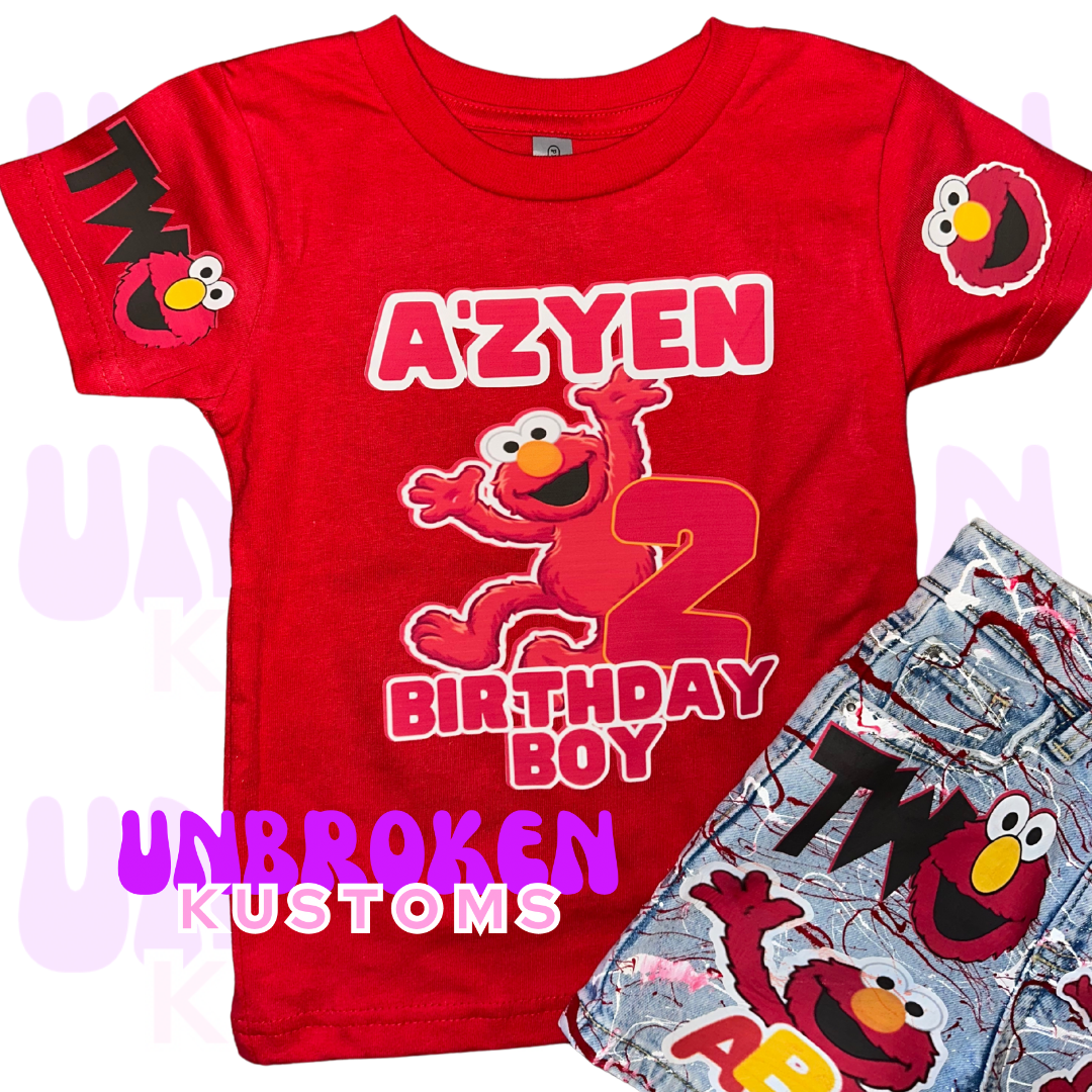 Elmo Birthday Set - Elmo Birthday Outfit - Elmo Birthday
