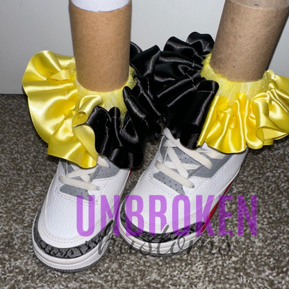 Black & Yellow Kids Tutu Ruffle Socks