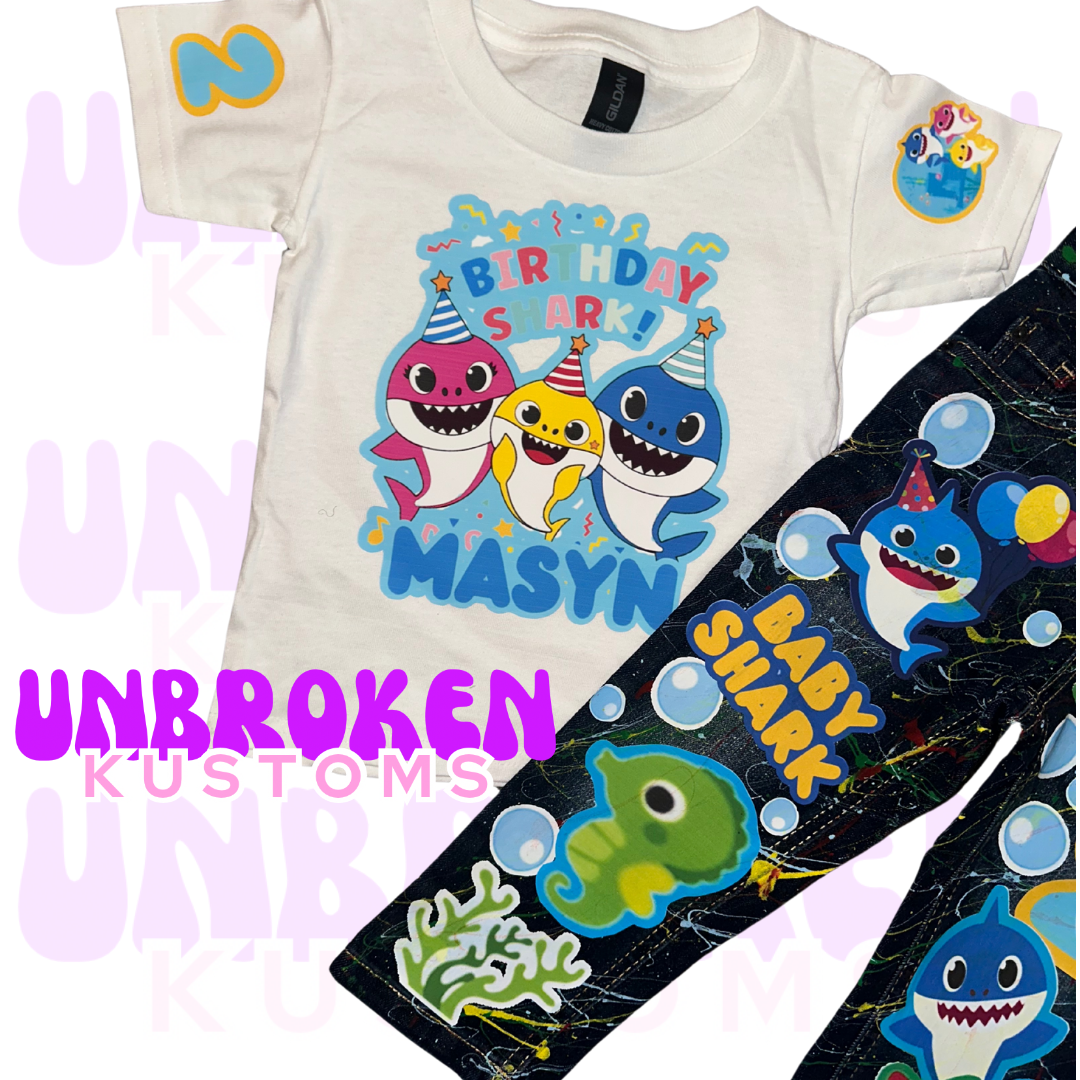 Baby Shark Birthday Set - Baby Shark Birthday Outfit - Baby Shark Birthday