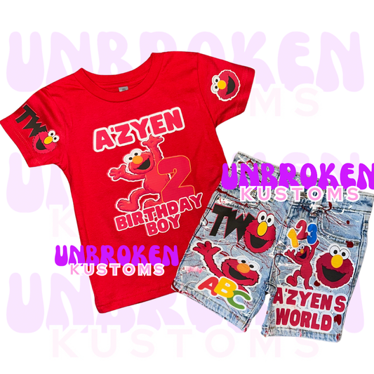 Elmo Birthday Set - Elmo Birthday Outfit - Elmo Birthday