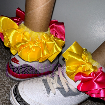 Pink & Yellow Kids Tutu Ruffle Socks