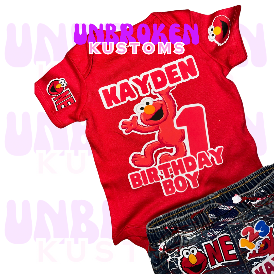 Elmo Birthday Set - Elmo Birthday Outfit - Elmo Birthday