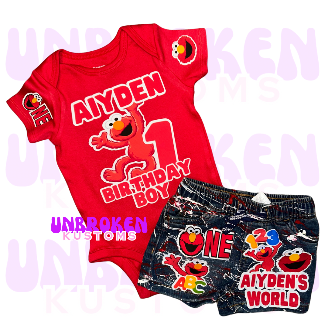 Elmo Birthday Set - Elmo Birthday Outfit - Elmo Birthday