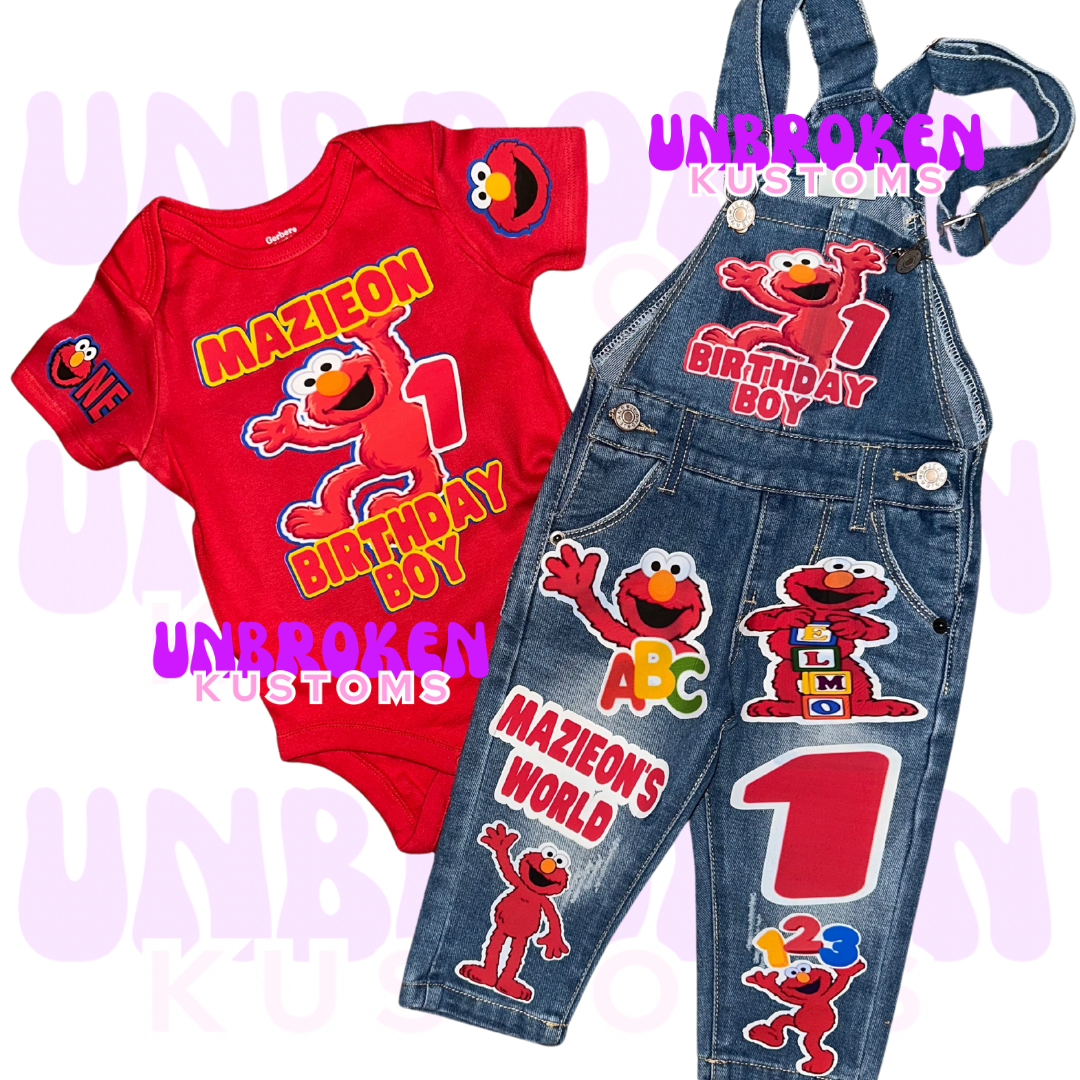 Elmo Birthday Set - Elmo Birthday Outfit - Elmo Birthday