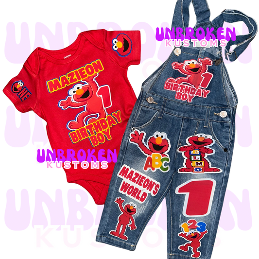 Elmo Birthday Set - Elmo Birthday Outfit - Elmo Birthday
