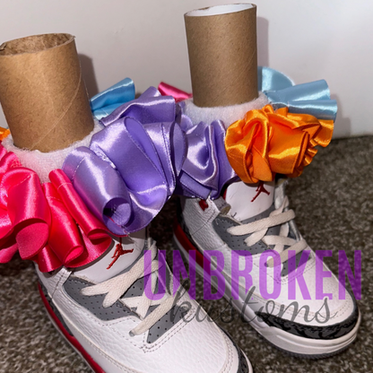 Hot Pink, Lavender, Light Blue & Orange Kids Tutu Ruffle Socks