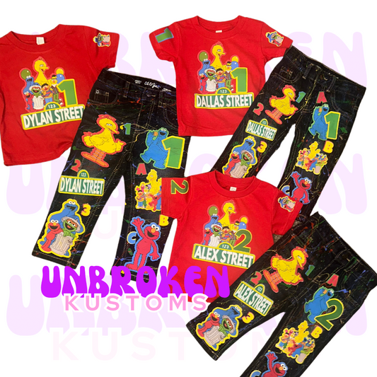 Sesame Street Birthday Set - Sesame Street Birthday Outfit - Sesame Street Birthday