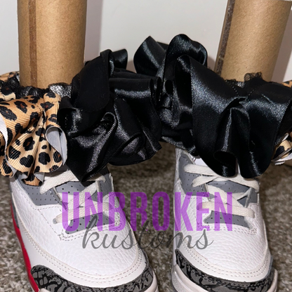 Cheetah Print and Black Kids Tutu Ruffle Socks