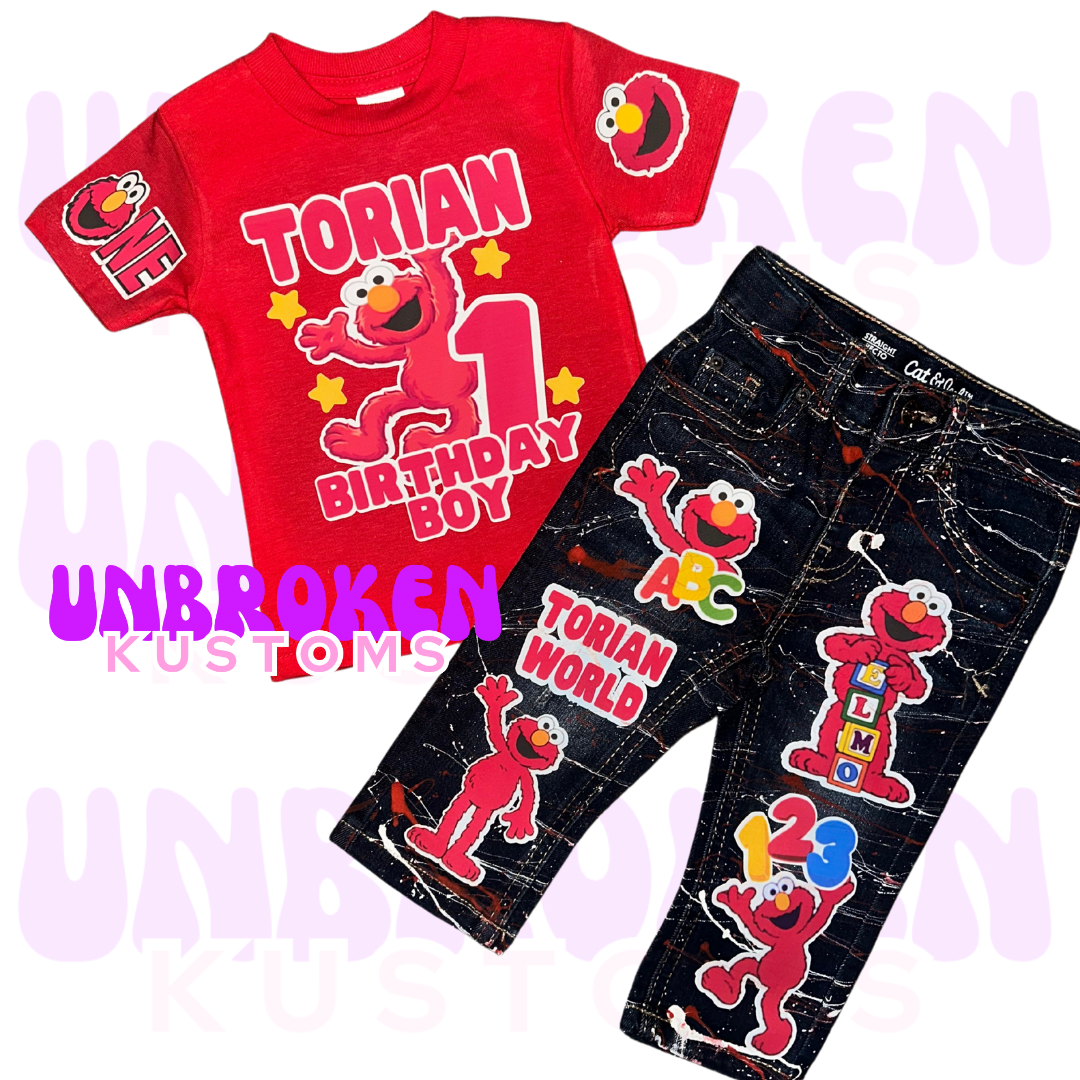Elmo Birthday Set - Elmo Birthday Outfit - Elmo Birthday