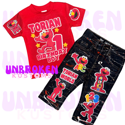 Elmo Birthday Set - Elmo Birthday Outfit - Elmo Birthday