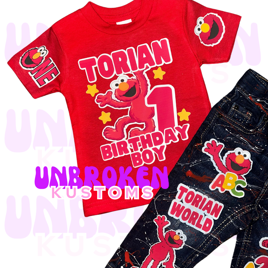 Elmo Birthday Set - Elmo Birthday Outfit - Elmo Birthday